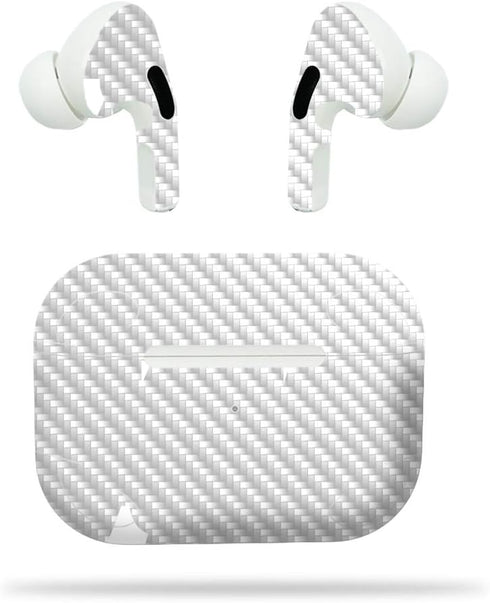 MightySkins Carbon Fiber Skin for Apple Airpods Pro - Solid Baby Blue | Textured Carbon Fiber Finish | Easy to Apply, Remove, and Change Styles | ...