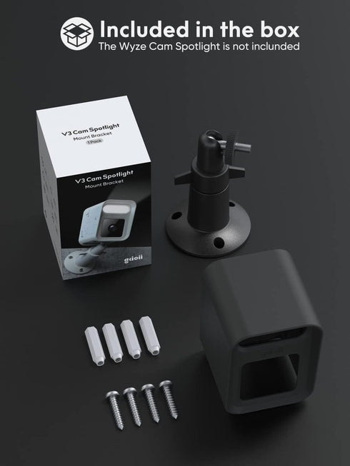 Mount for Wyze Cam V3 Spotlight Camera, Indoor/Outdoor Security Accessories?Weatherproof Protective Silicone Skin Cover and 360 Degree Adjustable ...