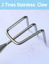 3 Tines Garden Hand Rake 10" Cultivator Claw Small Japanese Gardening Weed Tool Mini Handle Heavy Duty Stainless Steel Ninja Claw for Weeding, Tur...
