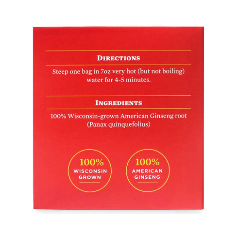 Baumann Premium American Ginseng Tea Bags (20 Tea Bags) - Authentic Panax Wisconsin Grown Panax Ginseng Herbal Tea - Healthy Green Tea with Antiox...