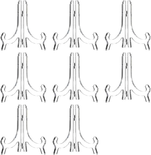 8 Pack 4.5 Inches Acrylic Easel Stand,Display Stand Kitchen Picture Frame Stand Picture Bracket Acrylic Decoration Plate Holder Frame Book Stand...