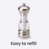 Olde Thompson Del Norte - 7" Stainless Steel Salt Mill - Pre-filled with Sea Salt Crystals, Fully Adjustable Grinding Mechanism, Removable Top, Gr...