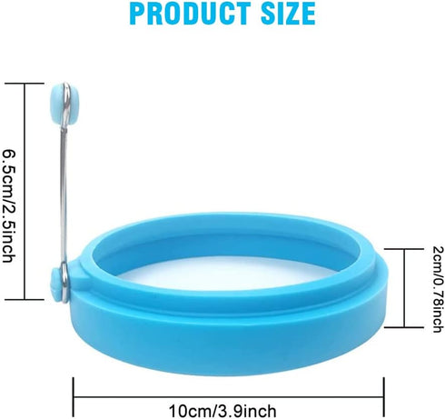 HengLiSam Silicone Egg Rings - 4 Inch Food Grade Cooking Rings, Non Stick Fried Egg Mold, Blue, 4 Pack...
