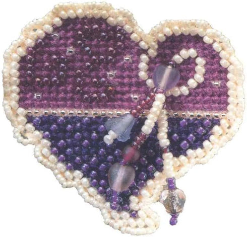 Treasured Heart Beaded Counted Cross Stitch Ornament Kit Mill Hill 2006 Spring Bouquet MH18-6104...