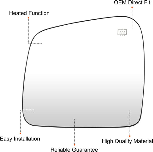 Left Driver Side Mirror Glass Replacement Compatible with 2011 2012 2013 2014 2015 2016 2017 2018 Jeep Grand Cherokee Rear View Side Heated Mirror...