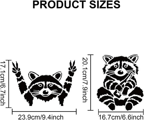2pcs Raccoon Stencil 11.7x8.3inch Funny OK Gesture and Raccoon Drinking Painting Template with Paint Brush for DIY Art Craft Raccoon Decoration Wo...