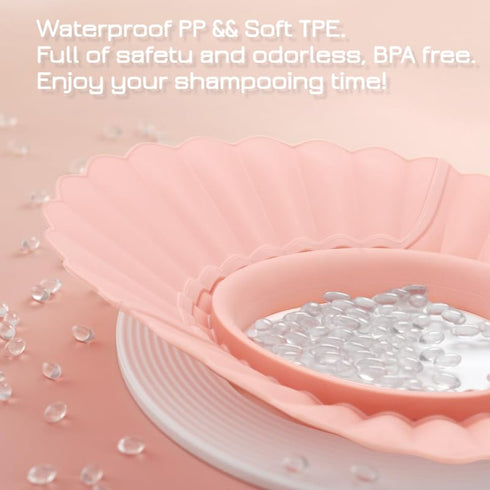 Baby Shower Cap Shield, Pink Bathing Cap Bath Hat Bathing Safe Silicone Protection, Soft Adjustable Visor Hat for Protector Head Eye Ear...