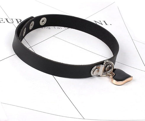 Red Choker Women Leather Black Red Pink Heart Pendant Necklace Heart Choker Punk Rock Collar Fashion Accessories Stainless Steel...