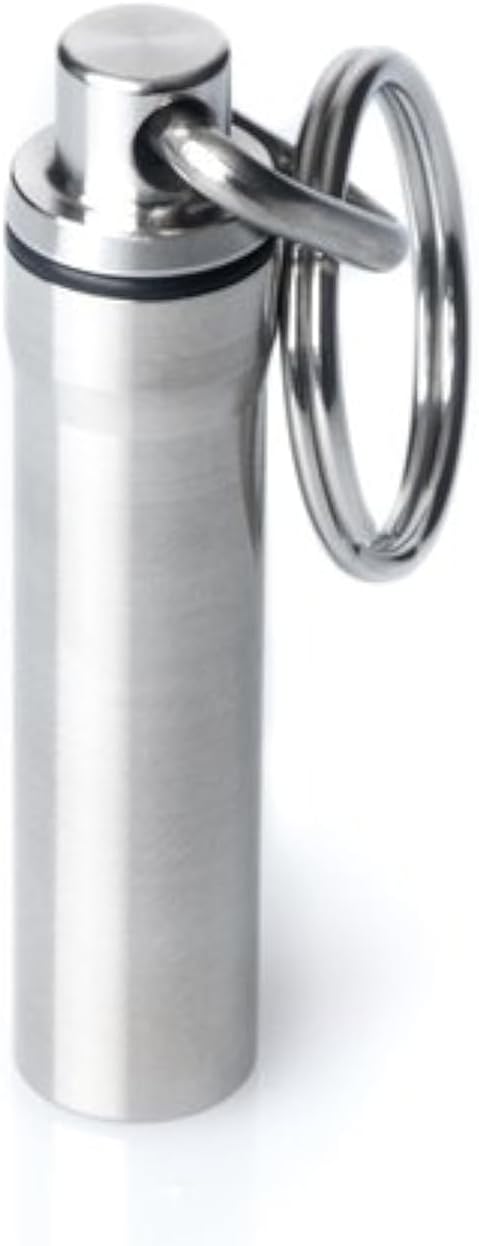 GUS Original Pill Fob, Made in USA, Stainless Steel Keychain Pill Holder, AAA Battery Holder...