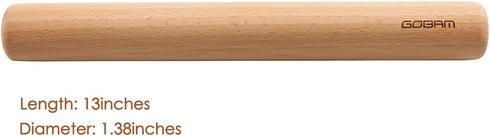 GOBAM Wood Rolling Pin, Medium - Dough Roller for Pasta, Cookies, Pie, Pizza, Chapati, Fondant, Rolling Pins for Baking, Bread Making Tools and Su...