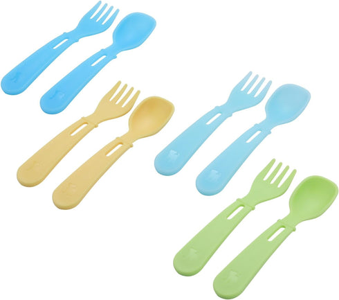 Toddler Kids Feeding Utensil Spoon and Fork Set, Set of 4 (8 Utensils Total) Compatible with Munchkin Lunch Bento Box Replacement (Boy), AG001...
