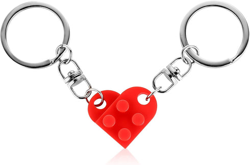 Teaaha 2 PCS Heart Keychain Set for Couples - Cute Brick Heart Matching Keychains...
