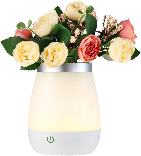 Vase Lamp Table Lamp USB Charge Flower Lamp Vase Table Lamp Dimmable Bedside Lamp Frosted Shade with Wood Base for Bedroom Living Room Office Desk...