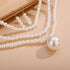 Multilayer Long Imitation Pearl Statement Necklace with Pearl Pendant and Earrings Set Vintage Costume Jewelry for Women Girls...