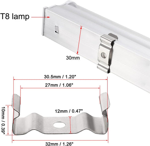 uxcell T8 Clips Bracket Hanger for Integrated Tube Light Fixture, Nickel-plated Manganese Steel, Pack of 15...