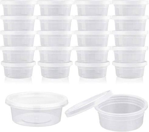 Augshy 40 Pack Small Slime Containers With Lids, Hawaiian Shaved Ice Mold Jello Shot Cups Condiment Containers Plastic Portion Cups with Lids for ...