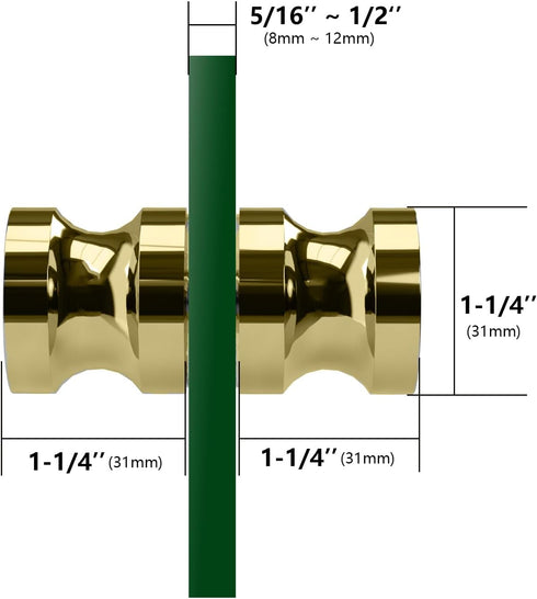 CKB Double Sided Shower Glass Door Knob, Polished Gold Finish with Solid 304 Stainless Steel Door Handle Pull for Bathroom. Compatible with 5/16" ...