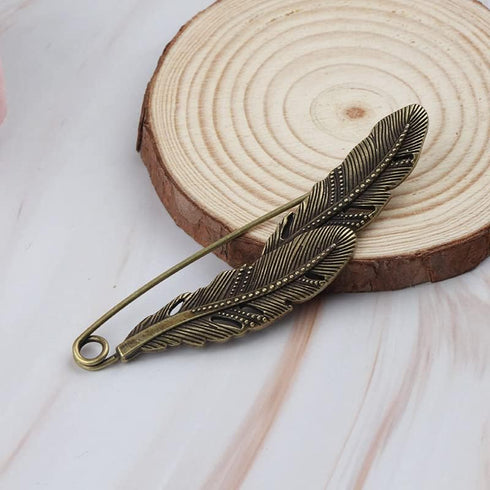 2 Pc Antique Silver Large Feather Durable Strong Metal Kilt Scarf Brooch Safety Pin...