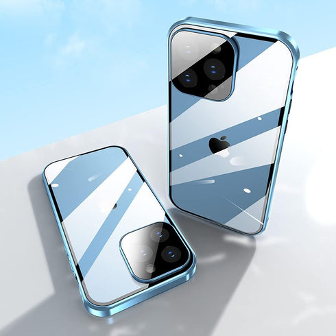 with Safety Lock & Strong Magnetic adsorption for iPhone 13 Pro case with Camera Lens Protector Metal Bumper 360 Full Body Protection Double-Sided...