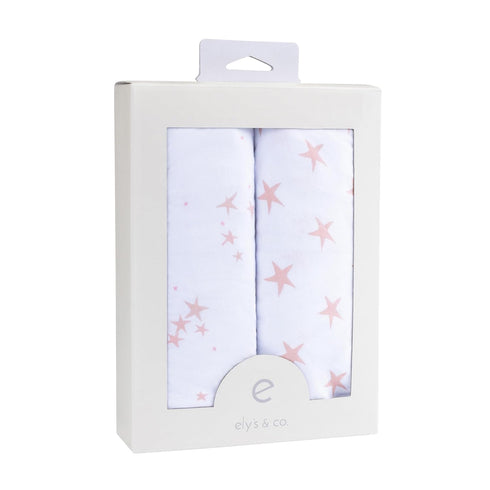 Changing Pad Cover - Cradle Sheet 100% Jersey Cotton 2 Pack for Baby Girl-Dusty Rose and Mauve Pink Stars...