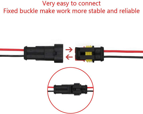 ESUPPORT 2 Pin Way Car Auto Waterproof Electrical Connector Plug Socket Kit with Wire AWG Gauge Marine Pack of 10...