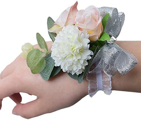 MOJUN Boutonniere and Wrist Corsage Set Wedding Flowers Accessories Prom Suit Decoration...