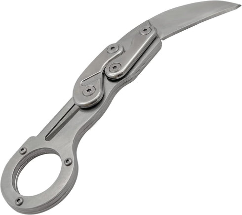 Outdoor Mini Camping Stainless Handle Survival Knife Multifunction Outdoor Tactical Rescue Tools Folding Hunting (new claw knife silver)...