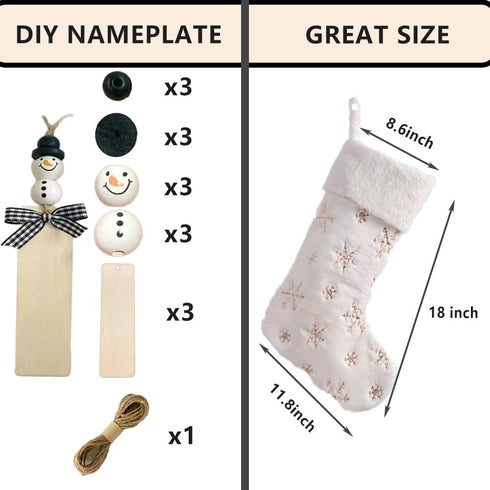 AOGU 3 Pack 22 Inch Faux Fur Sequin Snowflake Christmas Stockings Snowy White Christmas Stockings Hanging Ornaments Candy Gift Bags for Christmas ...