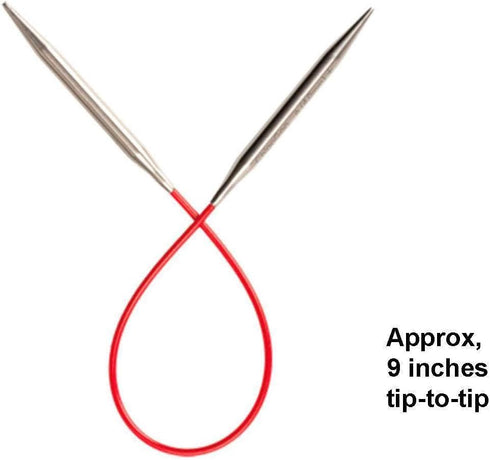 ChiaoGoo Knit Red 9 inch (23cm) Circular Knitting Needles US Size 2 (2.75mm) Stainless Steel 6009-2 with Stitch Holder...