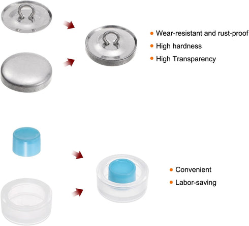 HARFINGTON 200 Sets Self Cover Button Kit 30L 0.75" 19mm with Wire Backs Aluminum Buttons to Cover Fabric Button Maker Covered Buttons Kit with 4 ...