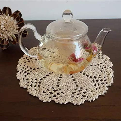 Phantomon 7 Inch Doilies Handmade Round Crochet Cotton Lace Doilies Table Placemats Doilies, Vase Pads Doily, Pack of 4 (Beige)...