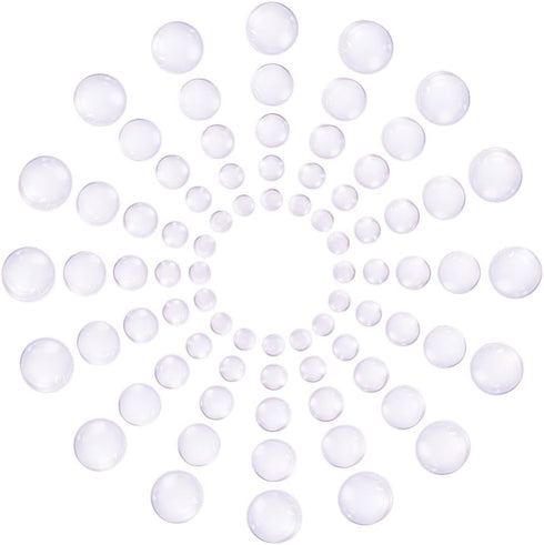 Clear Glass Cabochon, 10-25mm 5 Size Transparent Flat Back Glass Dome Round Crafting Cabochon Glass Bead Cabochon Tile for Animal Eye Photo Cameo ...