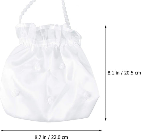 Satin Money Bag Bridal Wedding Dolly Bag Party Handbag (White), 1...