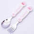 Kakao Friends - Easy Washing Clean 304 Stainless Steel Spoon & Fork (1.1 inch x 5.6 inch) with Wide Case Tableware Set for Kids, Pink (Little Apea...