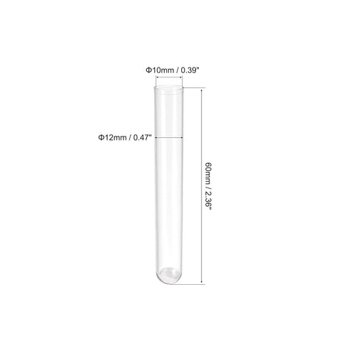 uxcell 10Pcs PS Plastic Test Tubes with Cork Stoppers, Round Base, 12x60mm, Storage Container for Scientific Experiments Sample Display Decoration...