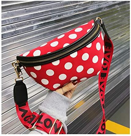 Kids Nylon Waist Bag Cute Polka Dot Small Fanny Pack Belt Bag Phone Purse for Women Girls Sport Running Travel Festival Red...