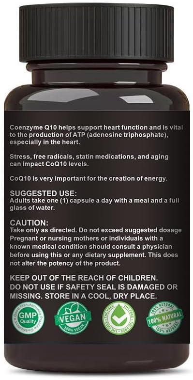 Crown Elite Premium High Absorption CoQ10 Ubiquinone Supplement - Boost Heart Health and Energy Production Naturally, Powerful Antioxidant | Non-G...