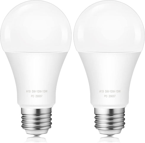 3 Way LED Light Bulbs, 40 60 100 Watt Equivalent, 2700k Warm White, Three Way A19 Dimmable Light Bulb with E26 Medium Base, Perfect for Table Lamp...