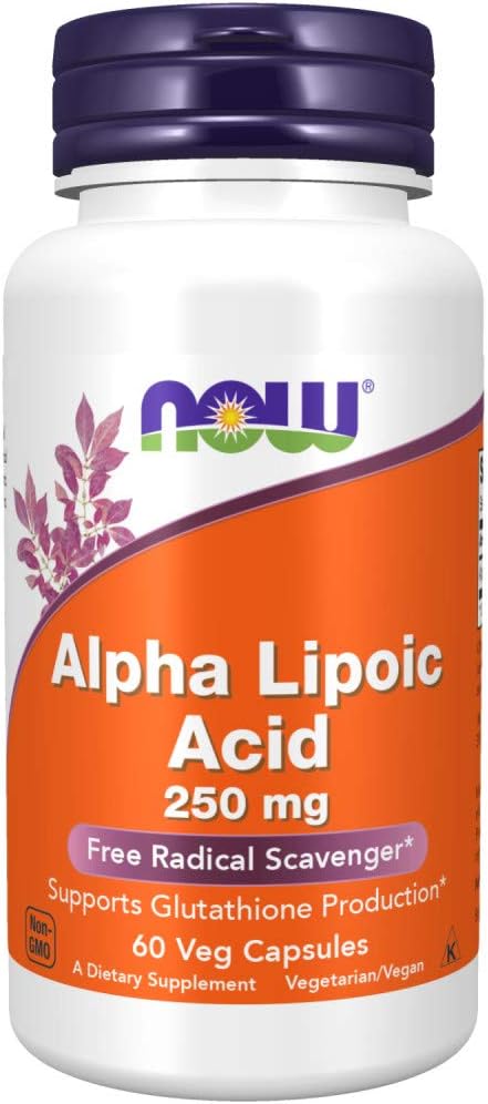 NOW Supplements, Alpha Lipoic Acid 250 mg, Supports Glutathione Production*, Free Radical Scavenger*, 60 Veg Capsules...