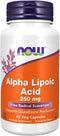 NOW Supplements, Alpha Lipoic Acid 250 mg, Supports Glutathione Production*, Free Radical Scavenger*, 60 Veg Capsules...