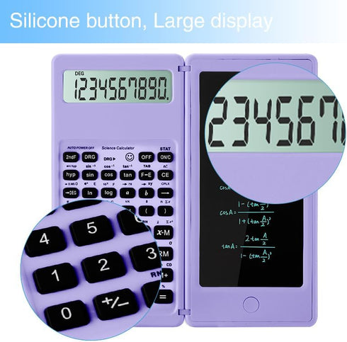 Scientific Calculator for high-school, 10 Digits Digital with Erasable writing board Math Calculator for middle school & College (Purple)...