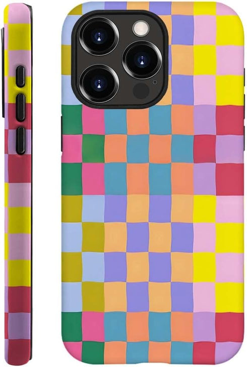 SEized Case Compatible with for iPhone 13 Pro,Happy Colorful Checkerboard Phone Case for Girl Women Boy Men,Durable Protection Case for iPhone 13 ...