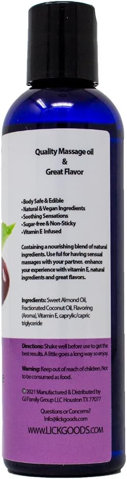 Cherry Flavored Massage Oil for Massage Therapy - Relaxing Muscle Massage for Men and Women with Natural Vitamin e Oil with Aromatherapy Oils for ...