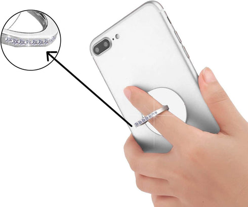Transparent Cell Phone Ring Holder Kickstand,Bling Bling Sparkle Diamond Clear Cell Phone Finger Ring Grip Stand(Silver/Black)...