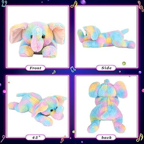 Glow Guards 12''Light up Musical Rainbow Elephant Stuffed Animal,Soft LED Singing Wildlife Plush Toys with Night Light&Lullaby,Birthday Christmas ...
