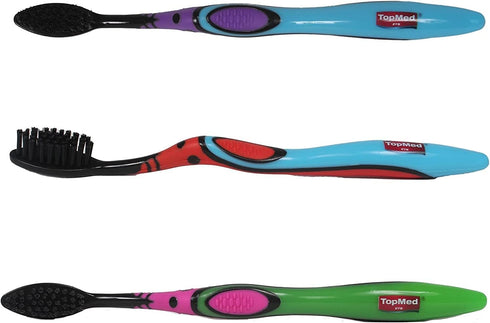 TOPMED ETS Smokers Charcoal Toothbrush Extra Hard (Color May Vary) (3 Count (Pack of 1))...