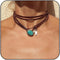 HTH Boho Choker Necklace for Women Layered Bohemian Turquoise Leather Choker Western Boho Necklace...