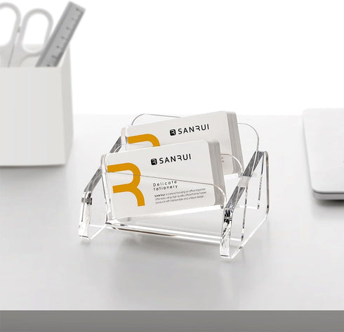 SANRUI Acrylic Business Card Holder for Desk, Desktop Clear Business Card Display Stand , Business Name Card Organizer for Women and Men (Horizont...