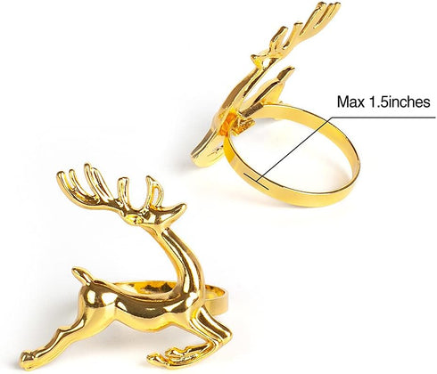 6Pcs Deer Napkin Rings Gold Napkin Rings Elk Chic Napkin Ring Holder for Christmas, Thanksgiving, Holiday Family Gatherings, Dinner Parties, Easte...