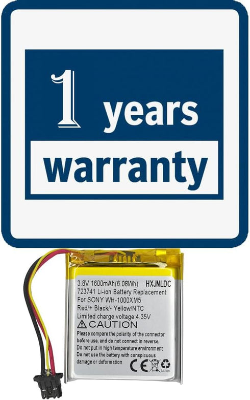 DC 3.8V 1600mah Lithium Battery Replacement for Sony WH-1000XM5 Bluetooth Wireless Noise canceling Stereo Headset 723741......